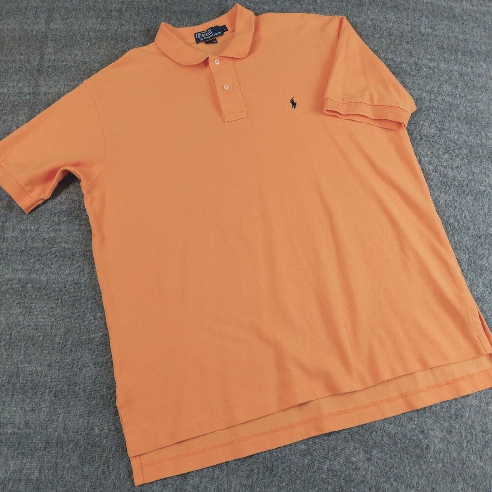 Polo Ralph Lauren Polo Shirt Men's L (Peach) Orange Blue Pony Logo Short Sleeve